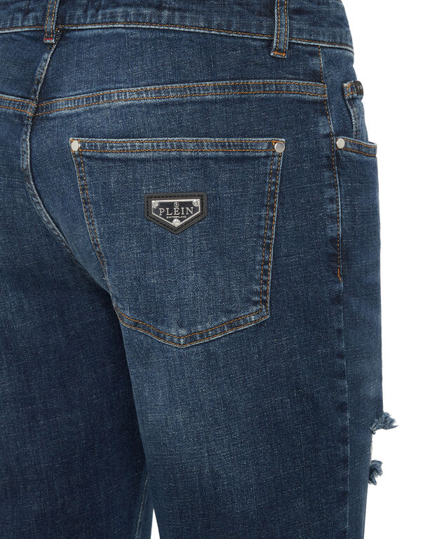 PHILIPP PLEIN - Destroyed Super Straight Cut Jeans