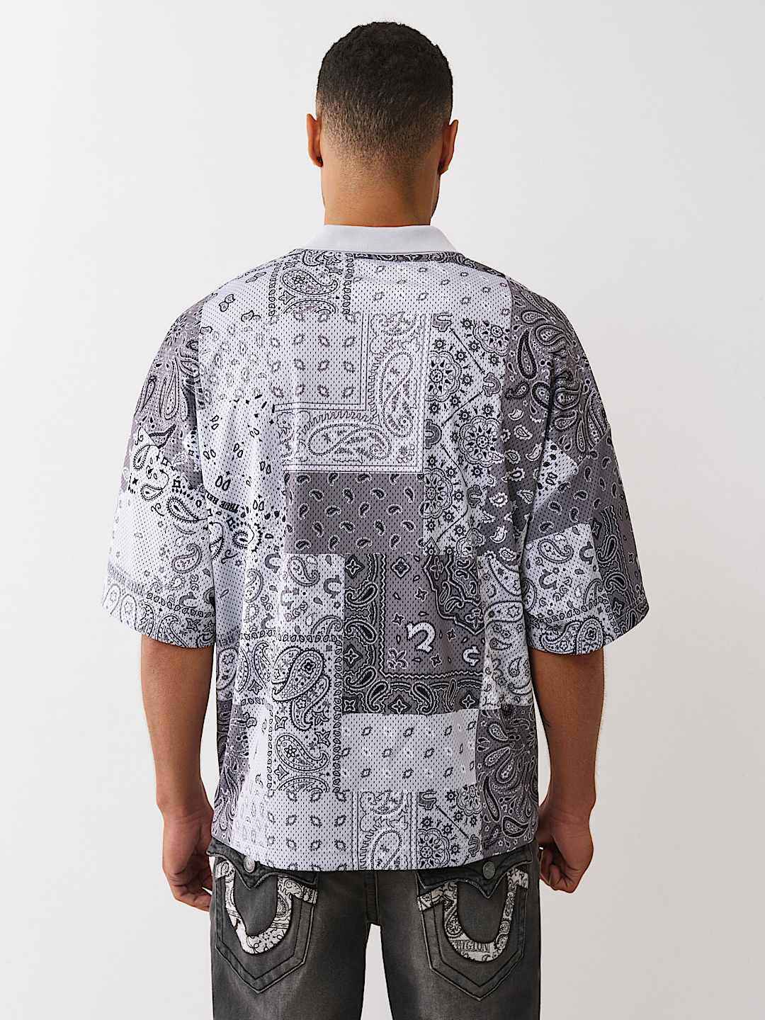 True Religion - Bandana Mesh Oversized Polo
