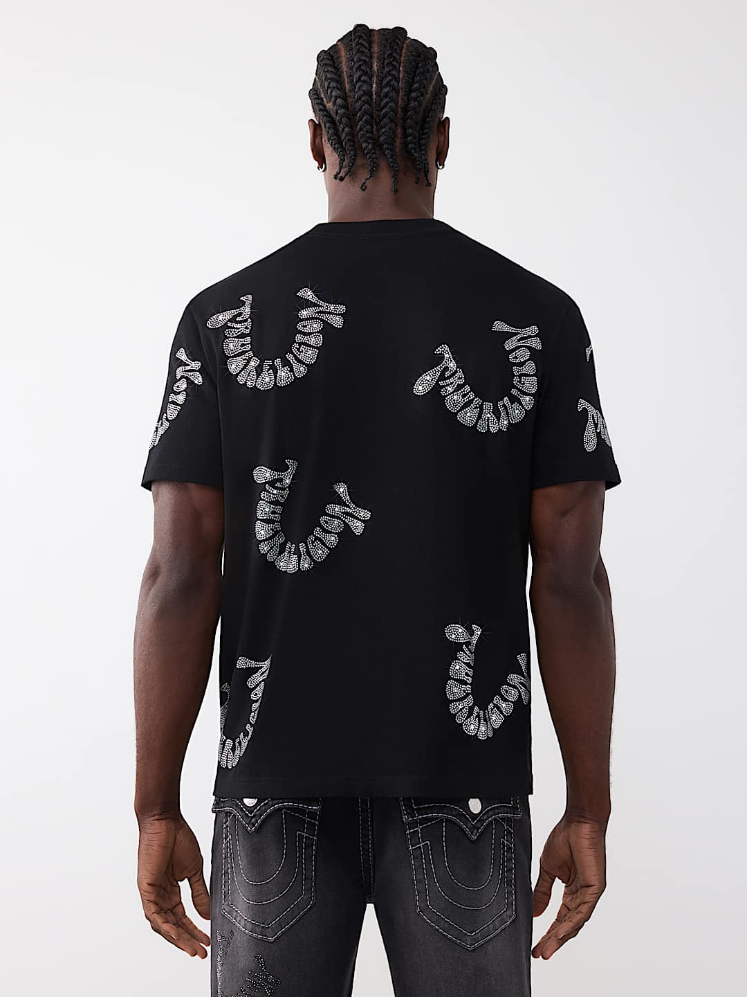 True Religion - Warped Logo Rhinestone Heavyweight Tee