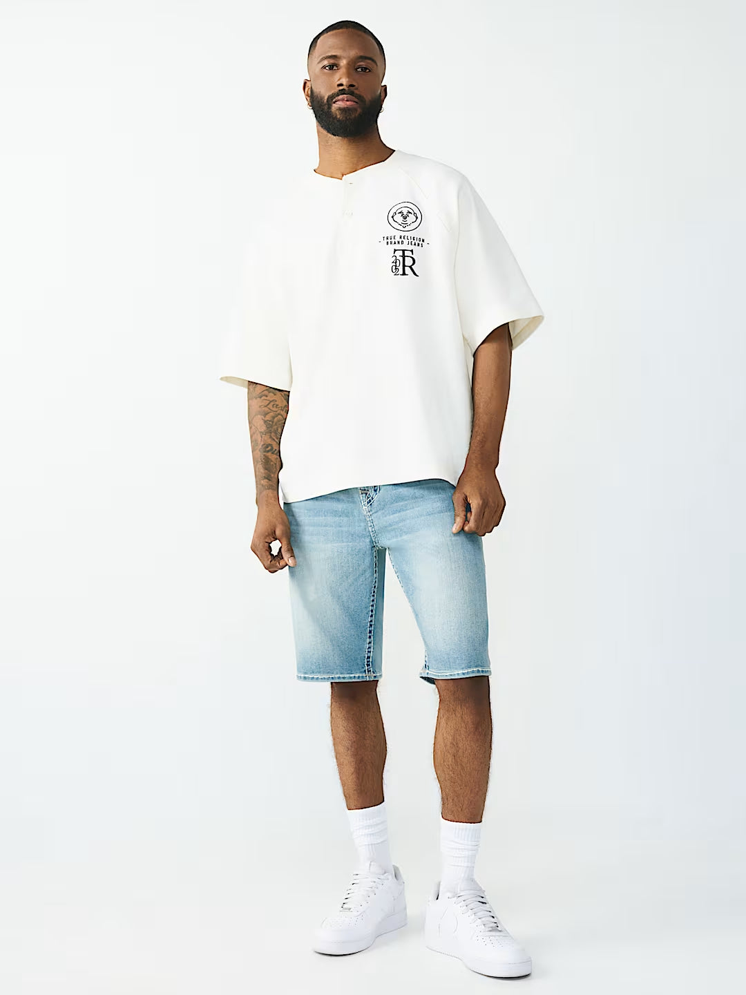 True Religion - Raglan Oversized Henley Tee