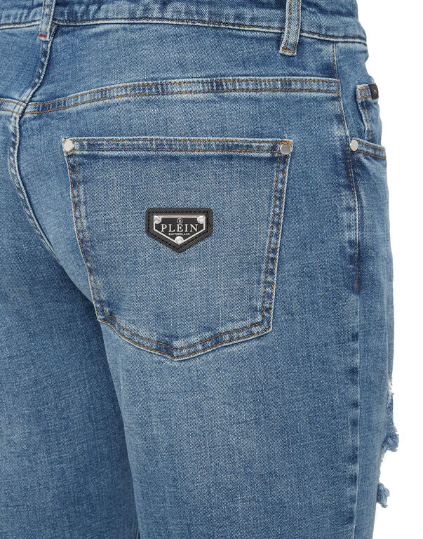 PHILIPP PLEIN - Destroyed Super Straight Cut Jeans
