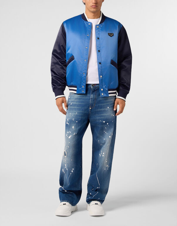 PHILIPP PLEIN - Satin College Bomber Plein Logo