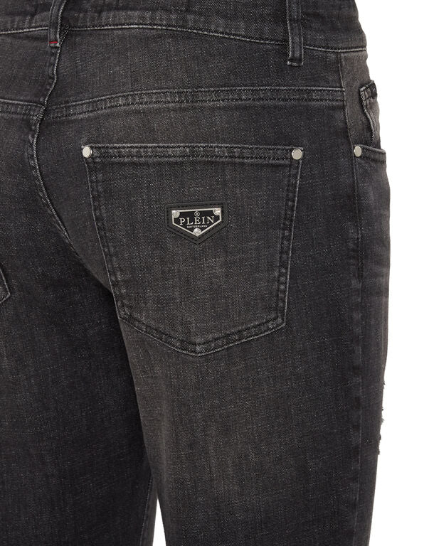 PHILIPP PLEIN - Destroyed Super Straight Cut Jeans