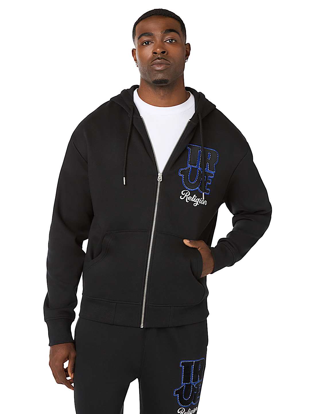 True Religion - Velour Logo Zip Hoodie