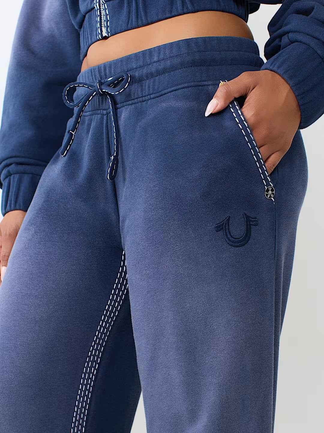 True Religion - Low Rise Super T Stitch Washed Straight Leg Pant