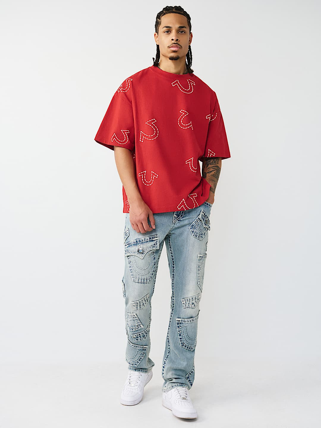 True Religion - Horseshoe Print Logo Heavyweight Oversized Tee