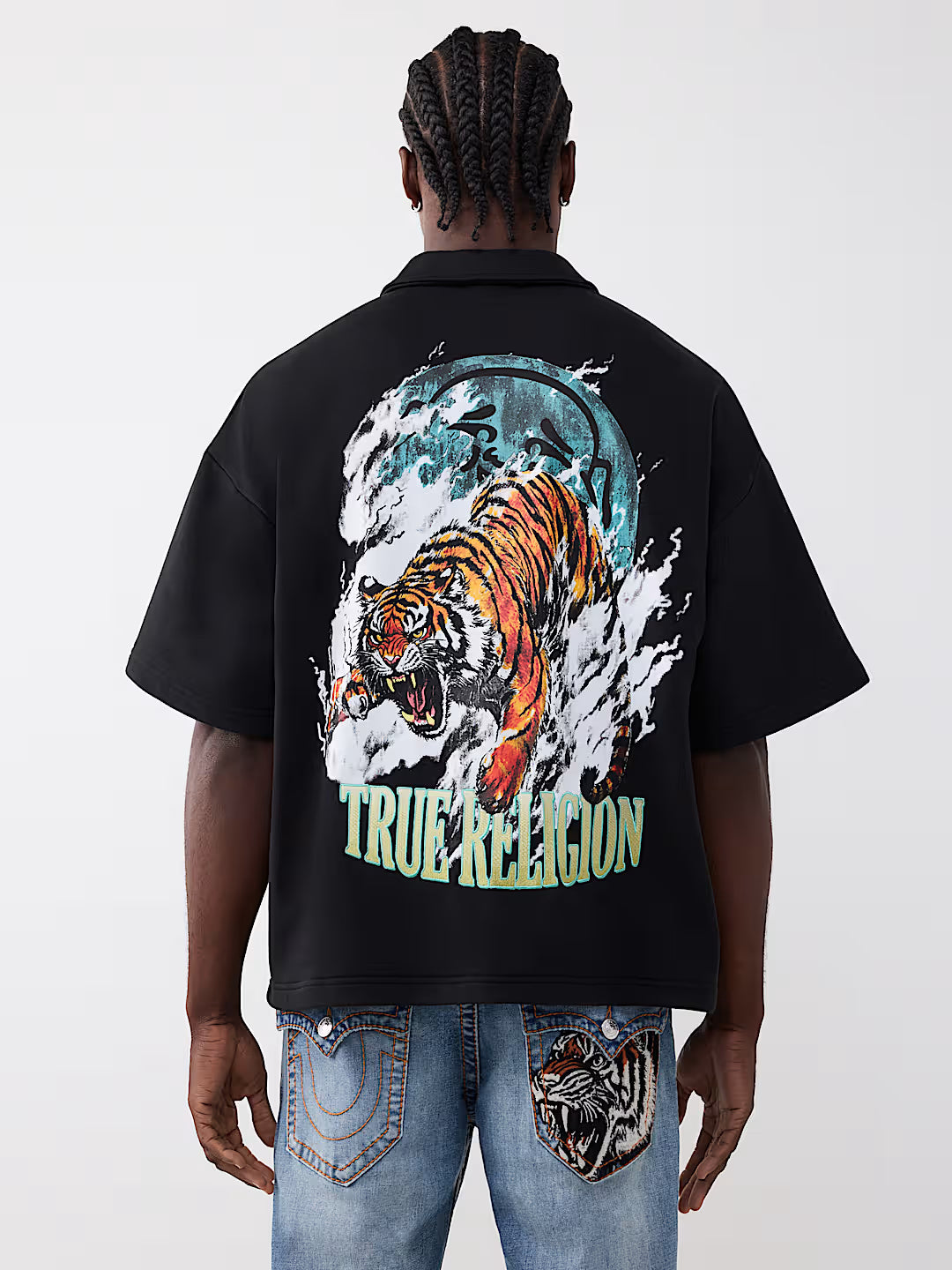 True Religion - Tiger Logo Oversized Polo Shirt