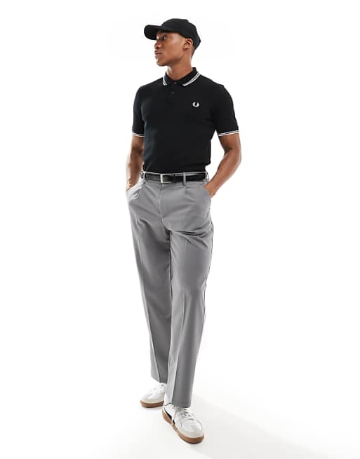 twin tipped logo polo in black