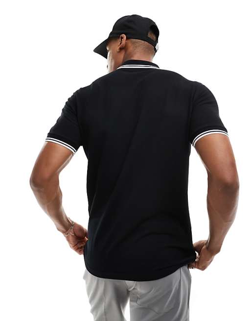 twin tipped logo polo in black