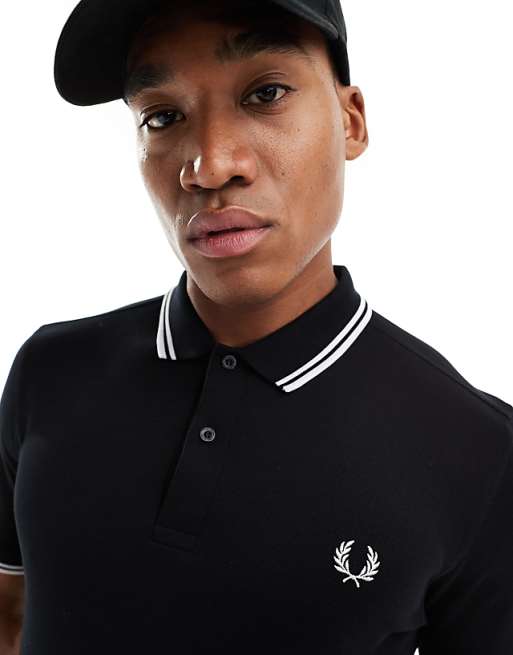 twin tipped logo polo in black
