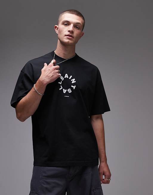 تي شيرت AllSaints Tierra بأكمام قصيرة ورقبة دائرية
