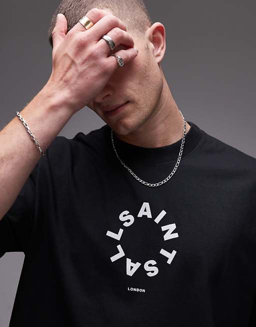 تي شيرت AllSaints Tierra بأكمام قصيرة ورقبة دائرية