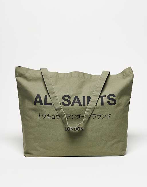 AllSaints - Underground unisex shopper tote bag in nori green