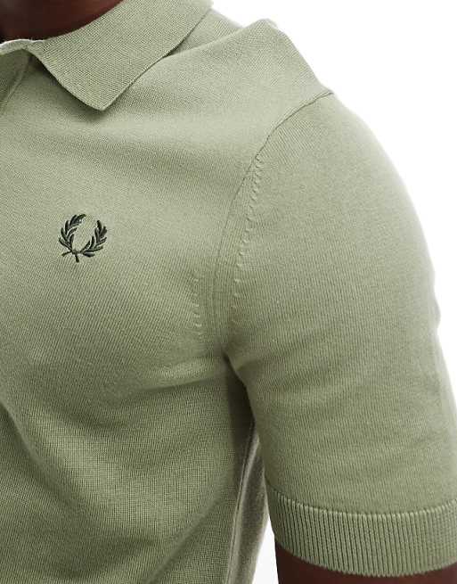 knitted polo shirt in green