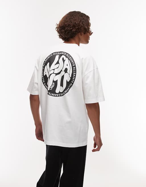 AllSaints - Distortion T-Shirt In Ashen White IMMEDIATE - Brandatak Store