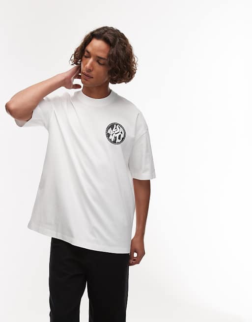 AllSaints - Distortion T-Shirt In Ashen White IMMEDIATE - Brandatak Store