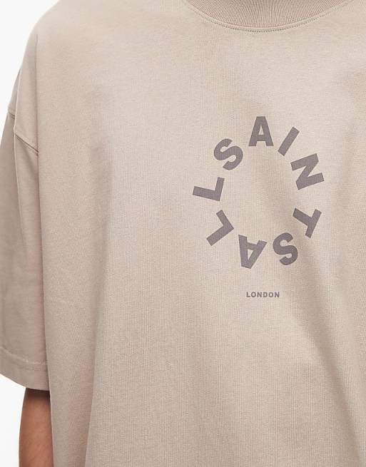 AllSaints - Tierra T-Shirt In Mire Brown IMMEDIATE - Brandatak Store