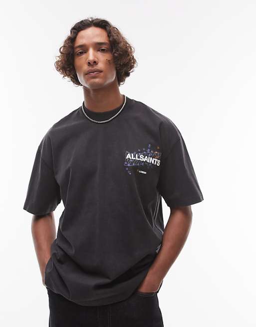 AllSaints - Wavy T-Shirt In Washed Black IMMEDIATE - Brandatak Store