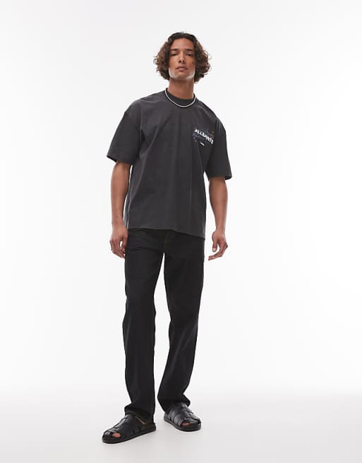 AllSaints - Wavy T-Shirt In Washed Black IMMEDIATE - Brandatak Store