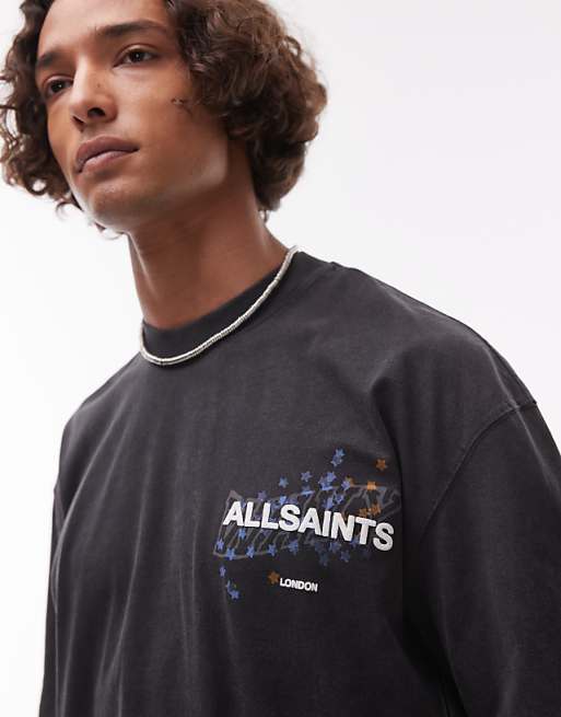 AllSaints - Wavy T-Shirt In Washed Black IMMEDIATE - Brandatak Store