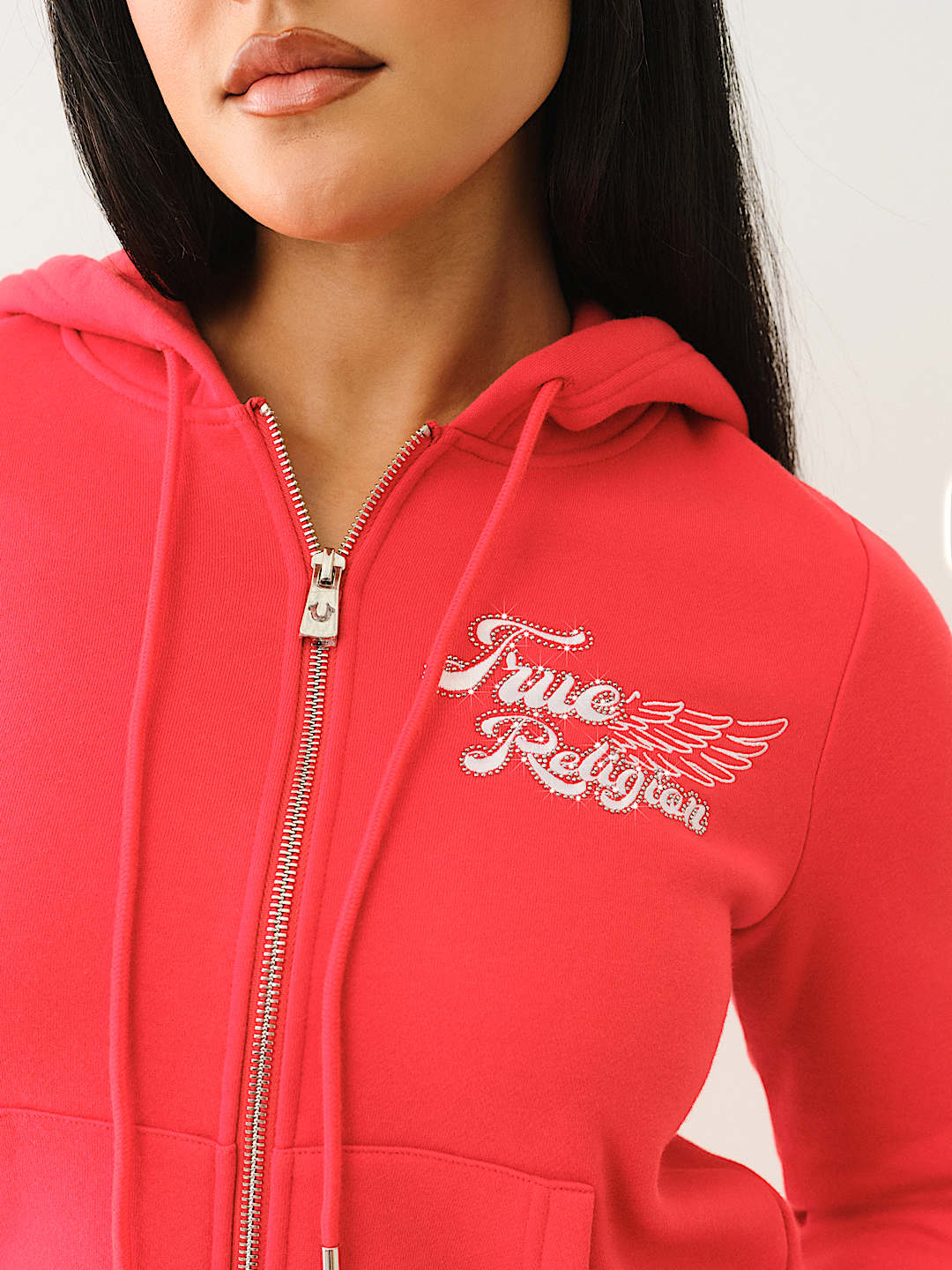 True Religion - CLASSIC WINGED CRYSTAL ZIP HOODIE
