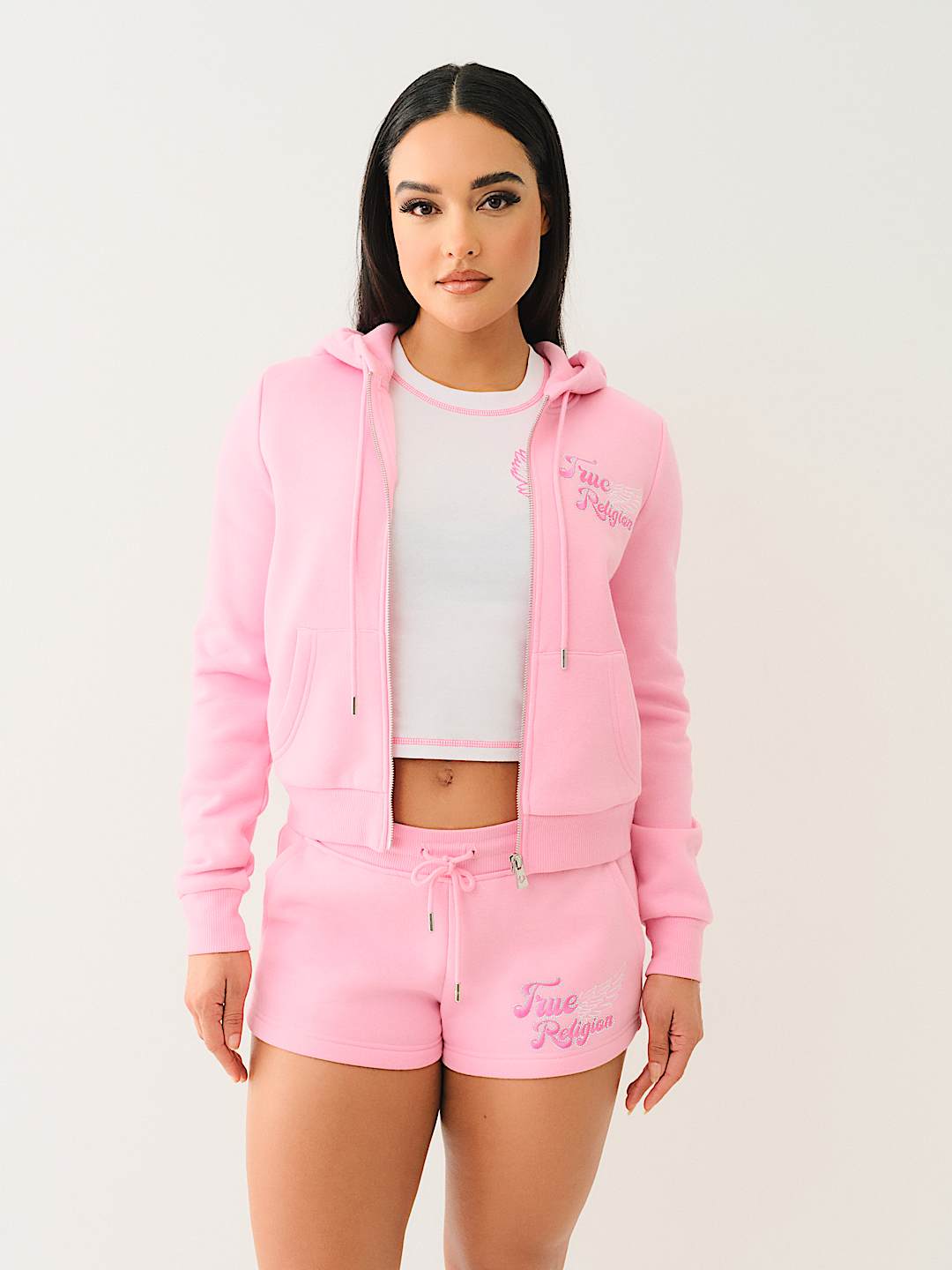 True Religion - CLASSIC WINGED CRYSTAL ZIP HOODIE