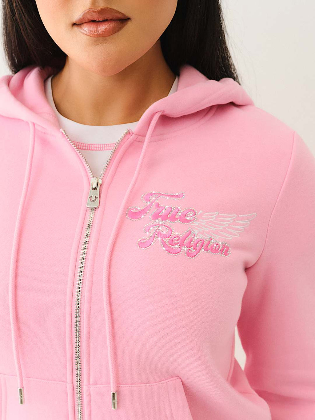 True Religion - CLASSIC WINGED CRYSTAL ZIP HOODIE