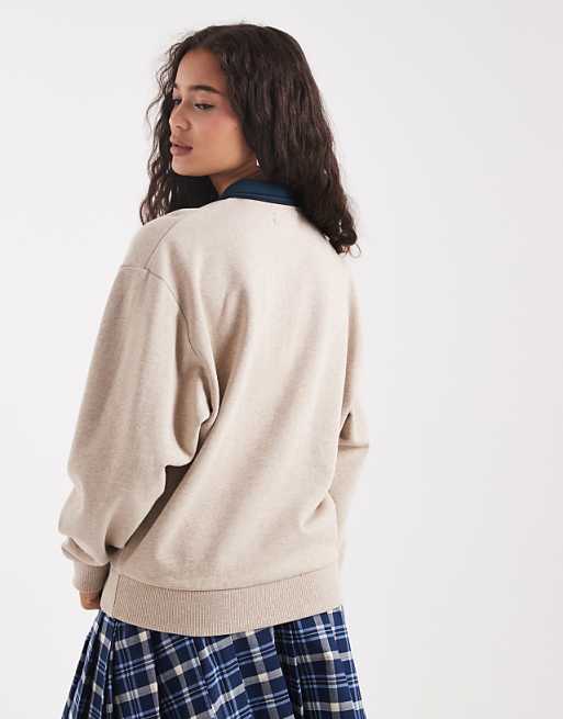Fred Perry - zip neck collar sweatshirt in beige