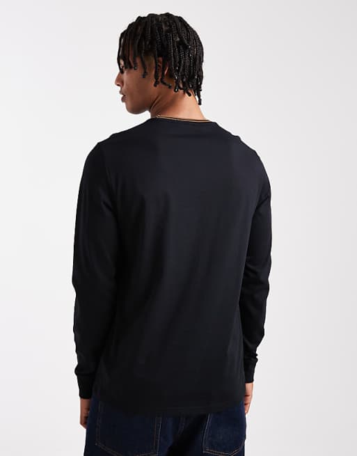 Fred Perry - long sleeve tipped polo shirt in black