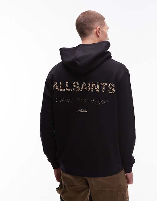 AllSaints - Underground Hoodie In Leopard & Black