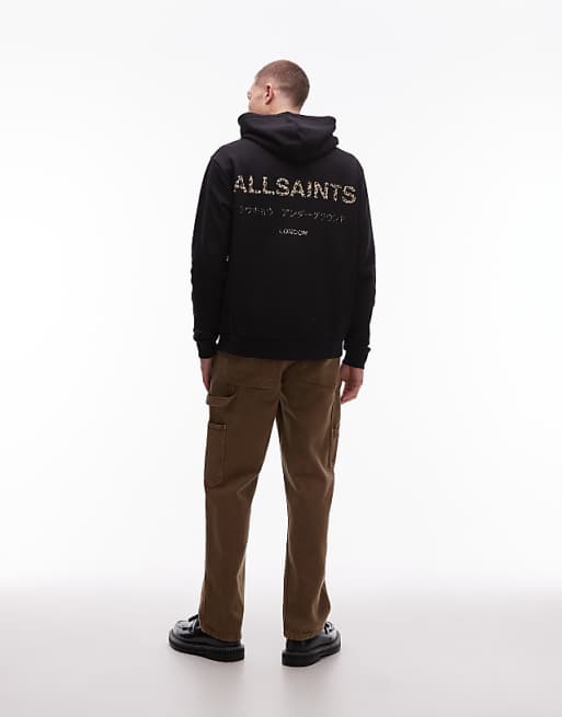 AllSaints - Underground Hoodie In Leopard & Black