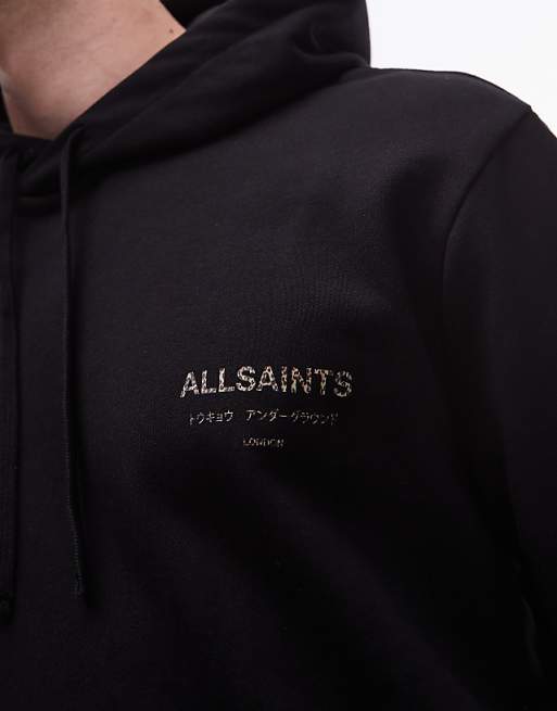 AllSaints - Underground Hoodie In Leopard & Black