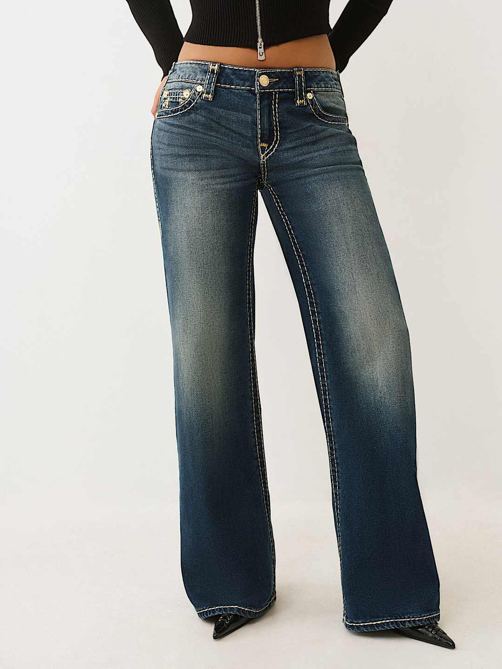 True Religion - BOBBI LOW RISE LUREX SUPER T BAGGY JEAN