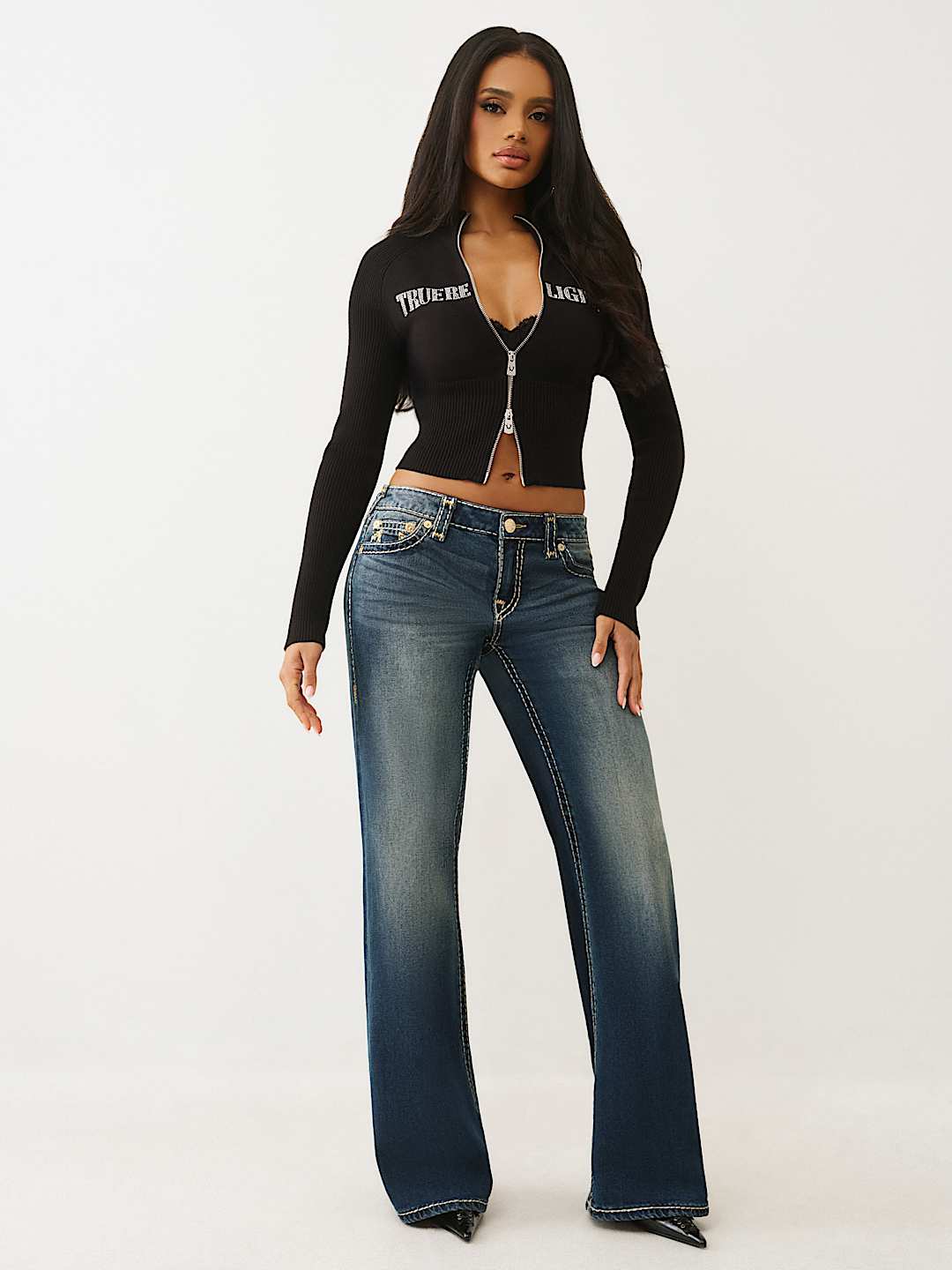 True Religion - BOBBI LOW RISE LUREX SUPER T BAGGY JEAN
