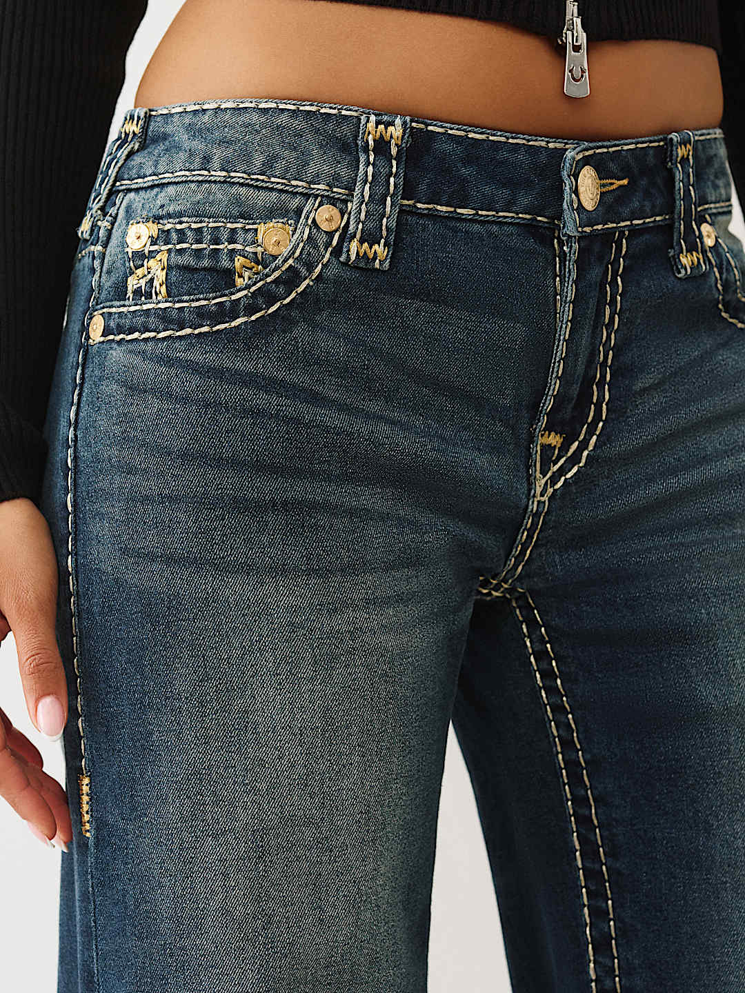 True Religion - BOBBI LOW RISE LUREX SUPER T BAGGY JEAN