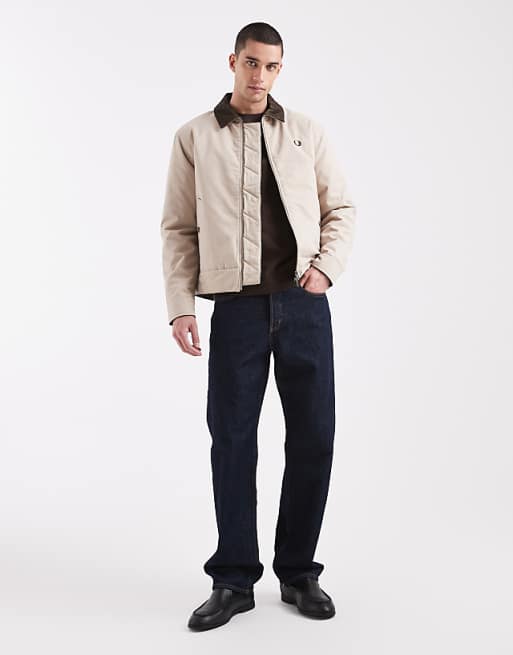 Fred Perry - oversized jacket with cord contrast collar in ecru