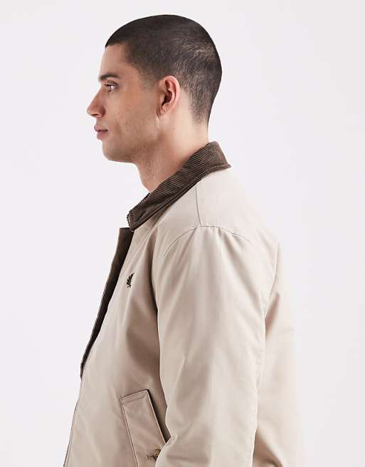 Fred Perry - oversized jacket with cord contrast collar in ecru