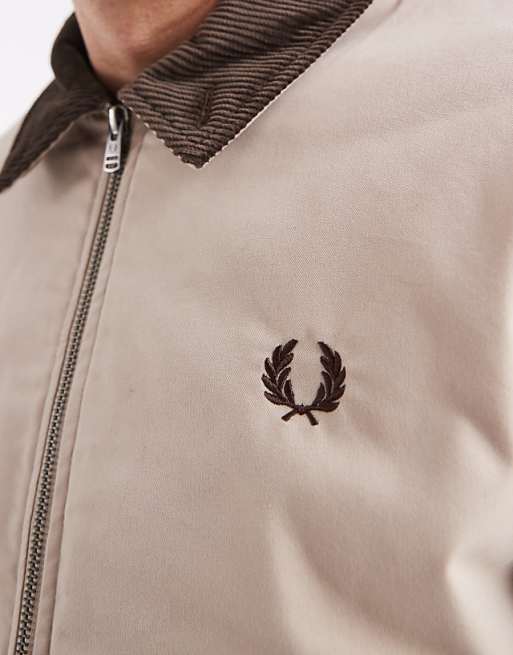 Fred Perry - oversized jacket with cord contrast collar in ecru