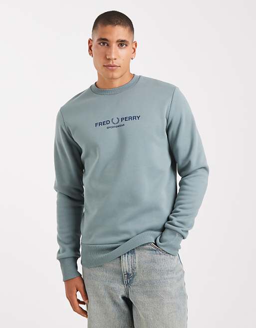 Fred Perry - sportswear graphic sweatshirt in light blue
