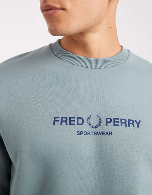 Fred Perry - sportswear graphic sweatshirt in light blue