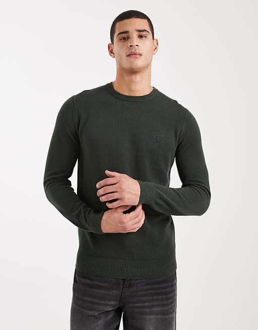 Fred Perry - pique knitted jumper in khaki