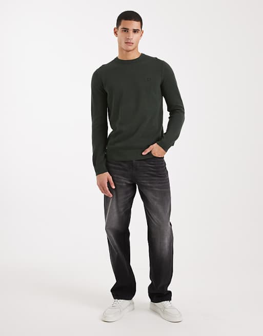 Fred Perry - pique knitted jumper in khaki