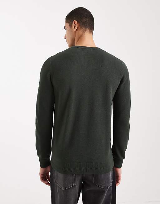 Fred Perry - pique knitted jumper in khaki