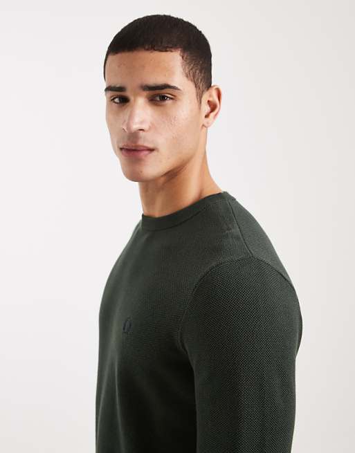 Fred Perry - pique knitted jumper in khaki