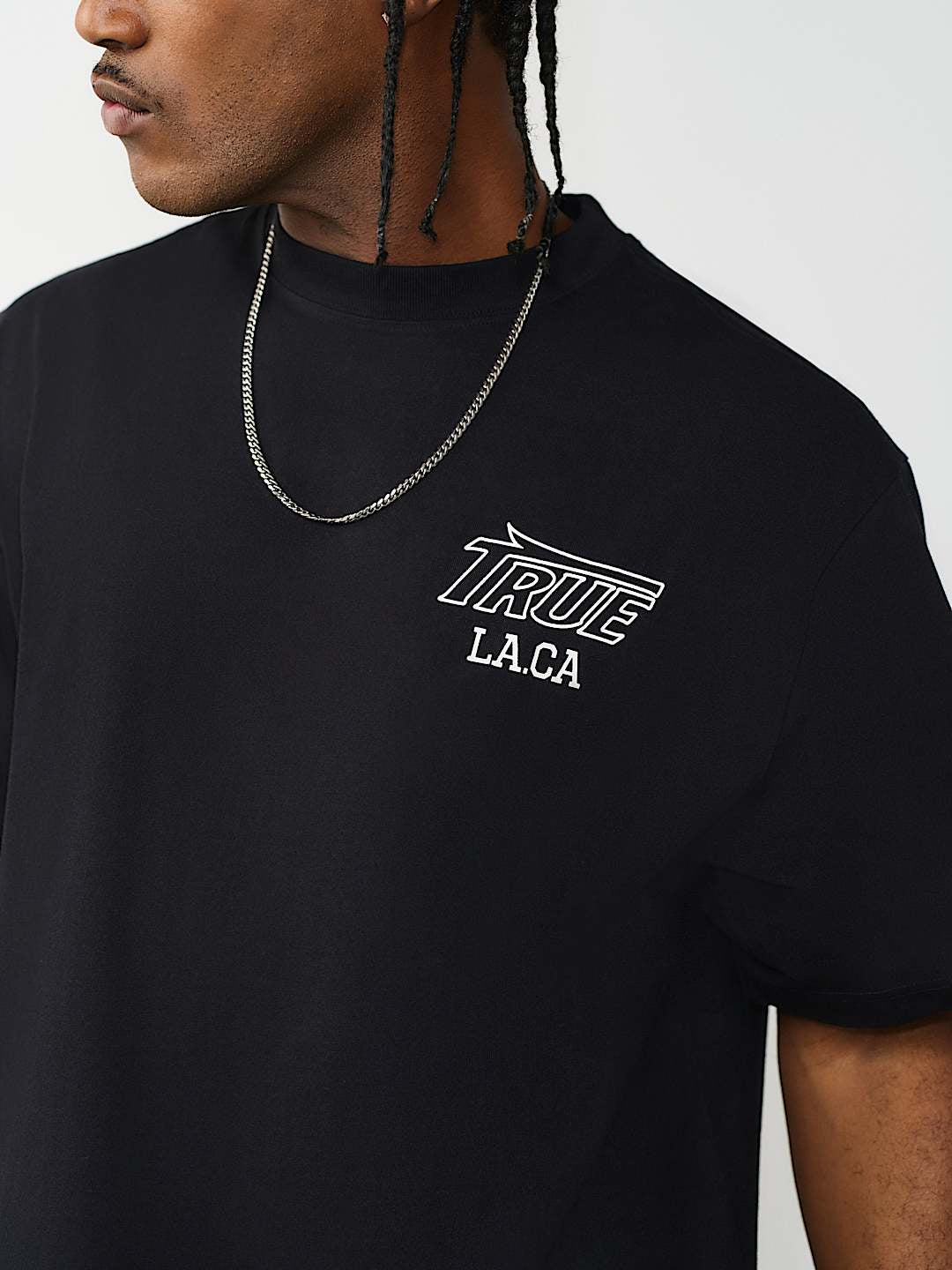 True Religion - Print Mesh Stacked Logo Heavyweight Boxy Tee