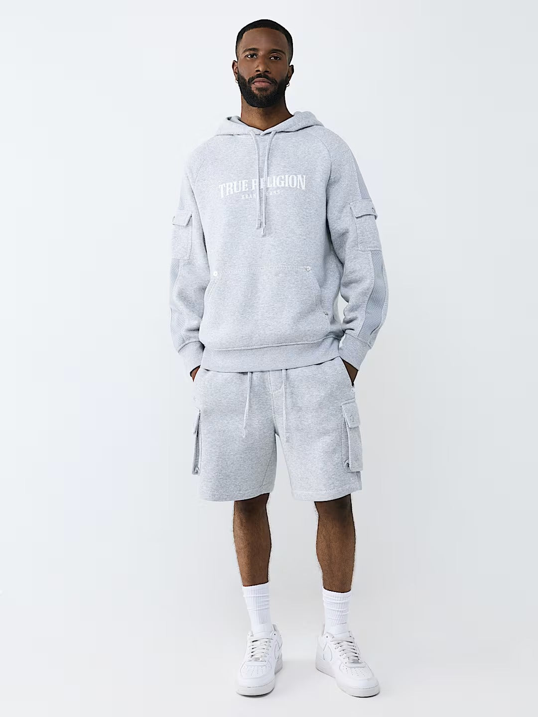 True Religion - Mesh Panel Big T Cargo Hoodie