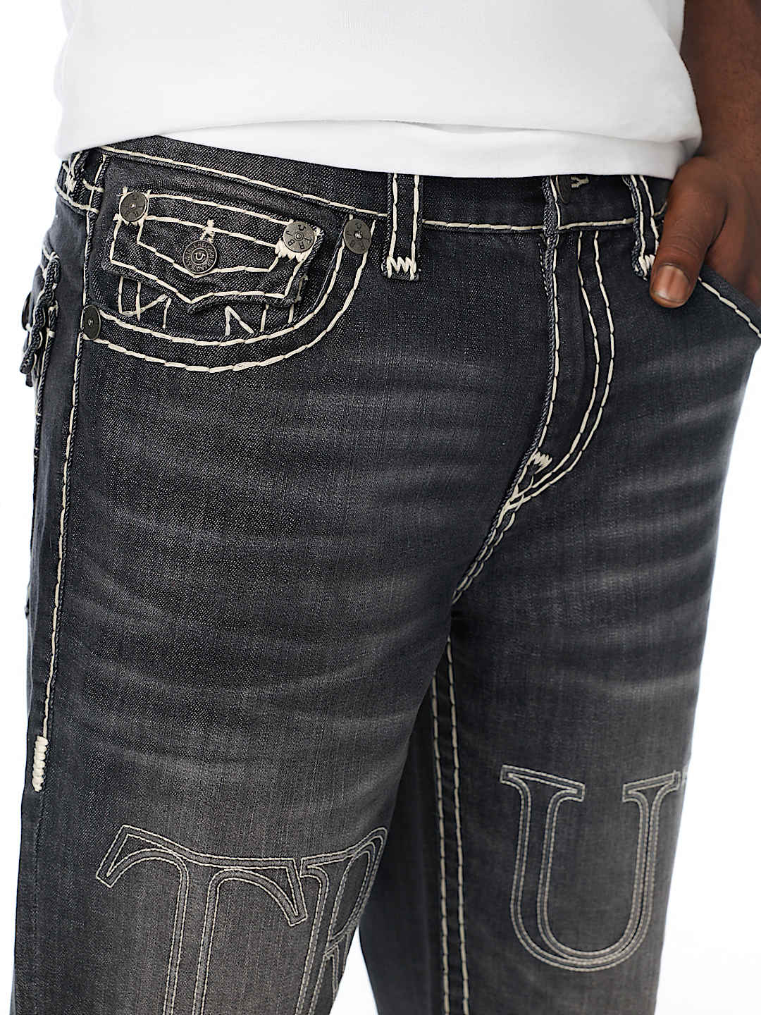 True Religion - Bobby Embossed Super T Flap Baggy Jean