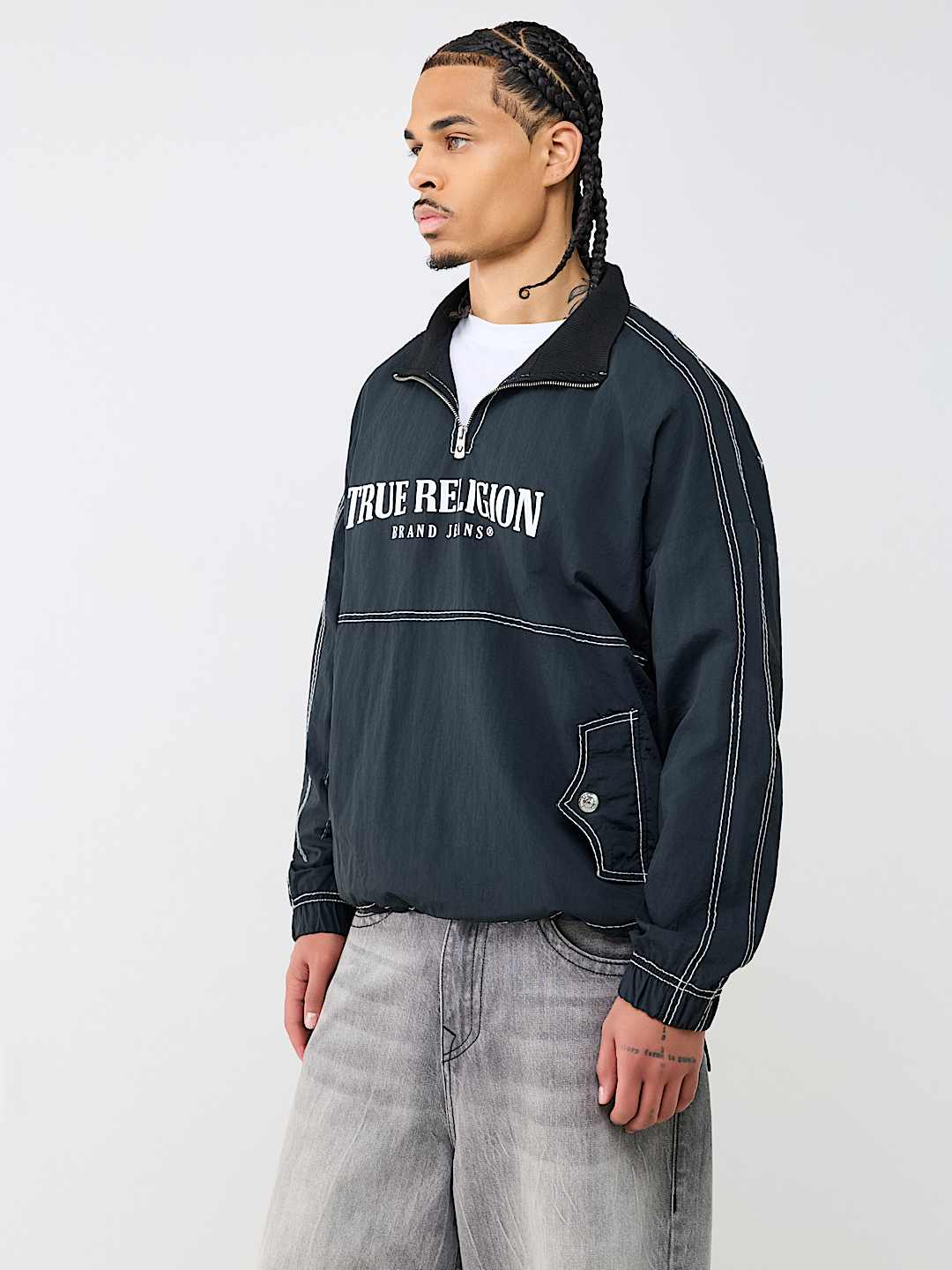 True Religion - Big T Nylon Quarter Zip Jacket