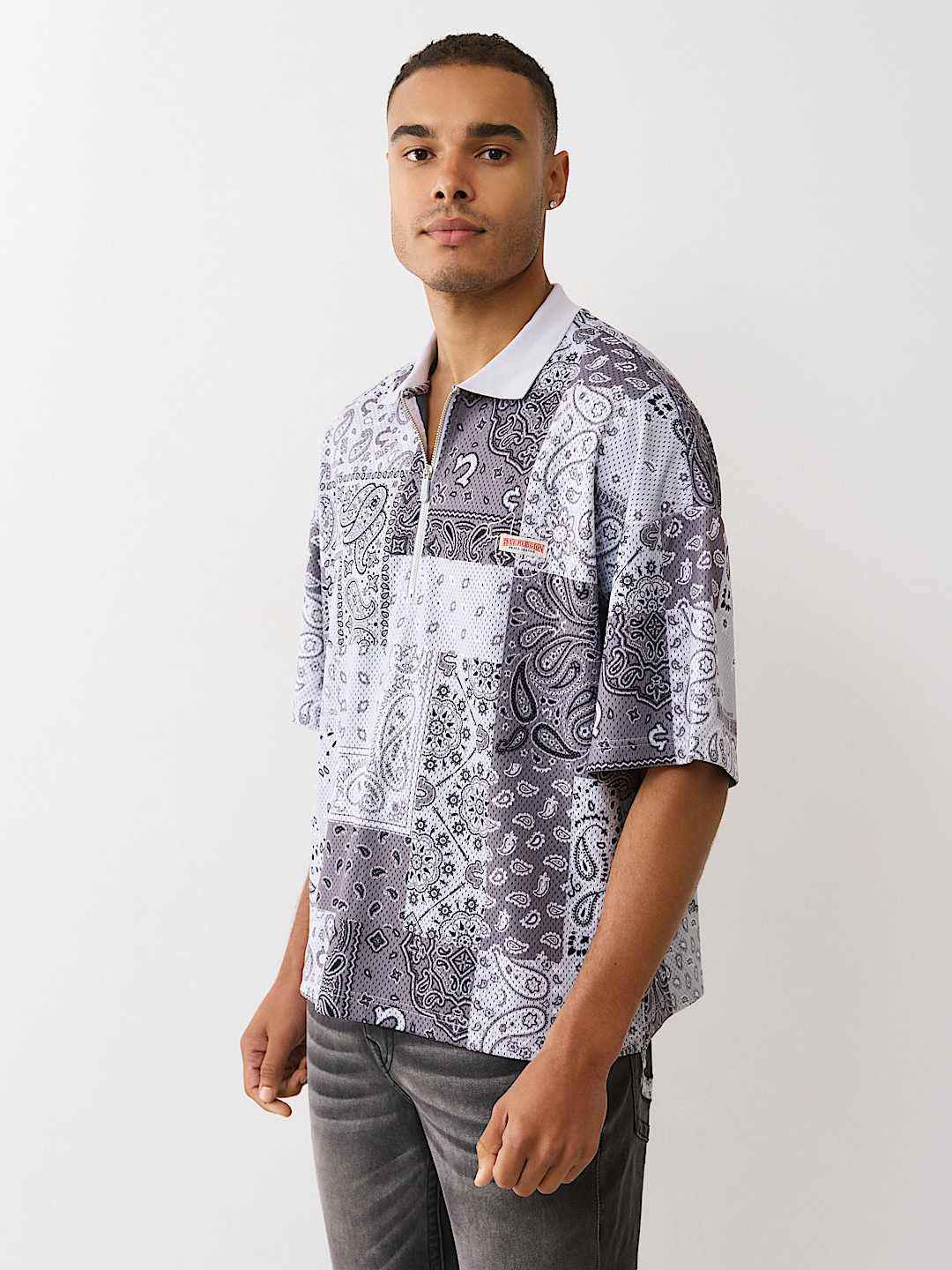True Religion - Bandana Mesh Oversized Polo