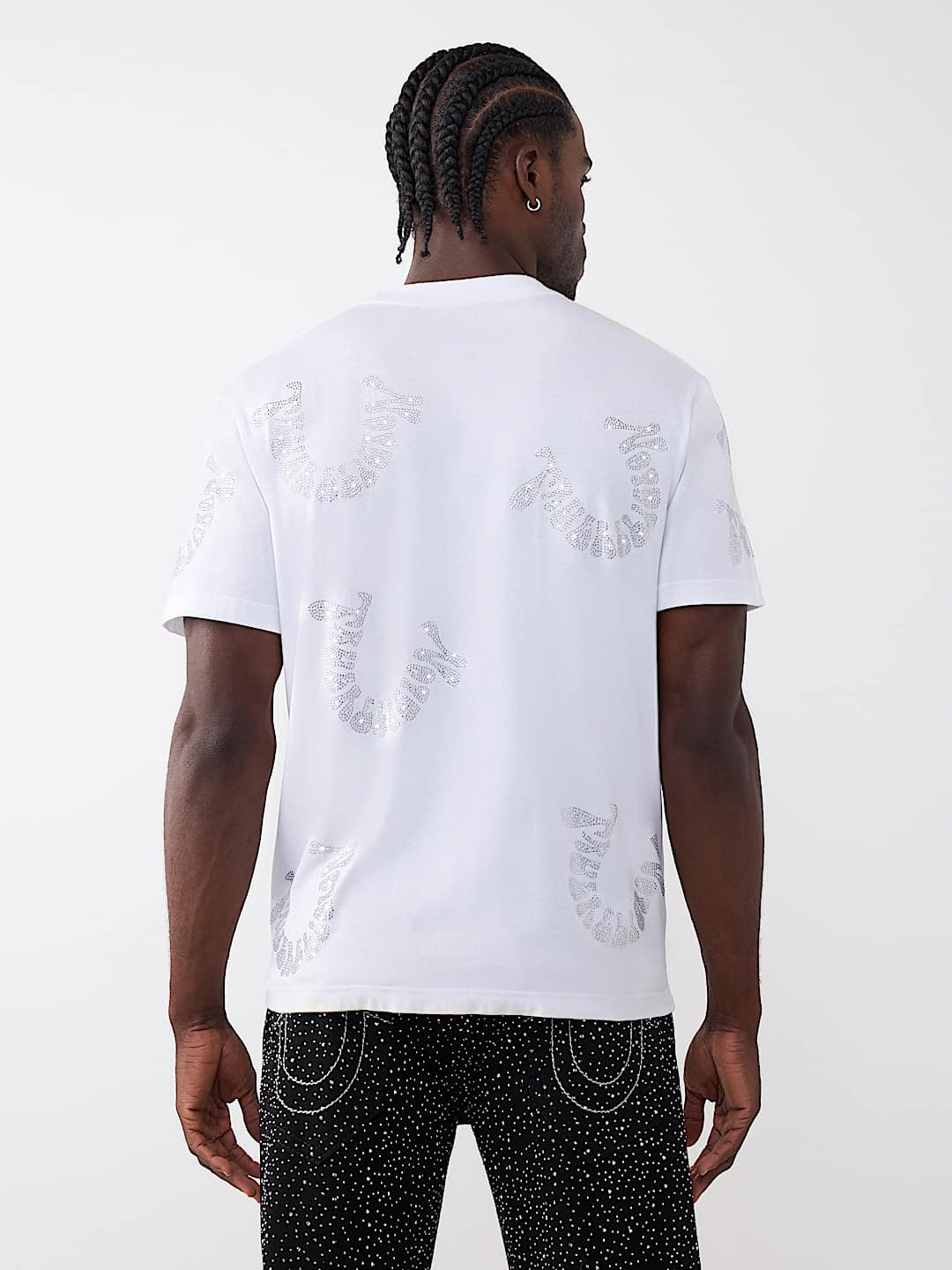 True Religion - Warped Logo Rhinestone Heavyweight Tee